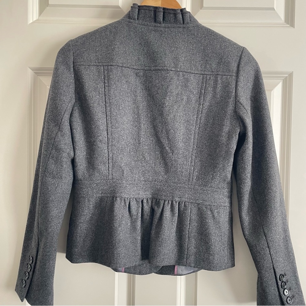 LOFT Charcoal Ruffled Suit Jacket - Picture 2 of 9